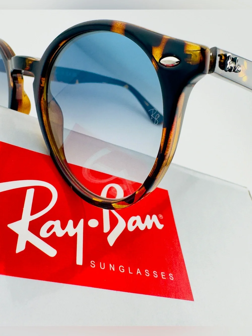 Ray-Ban Sunglasses RB2180 Polished Light Havana Frame with Gradient Blue Lenses
